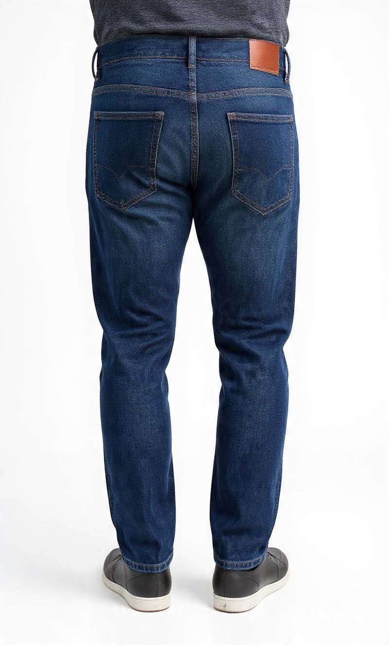 Men Slim Fit Indigo Dark Blue Dark Washed Casual Denim Jeans - Left Side