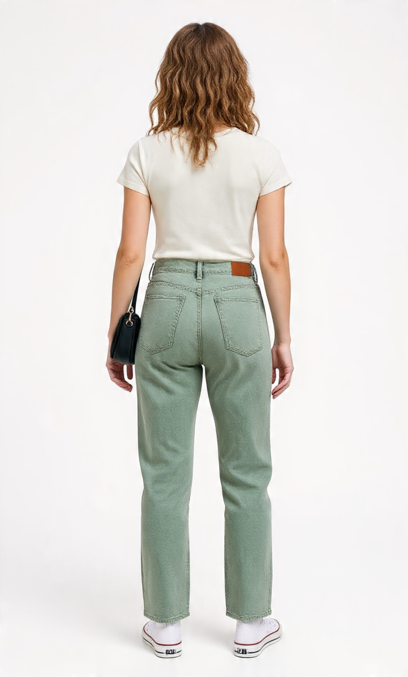 Women Relaxed Fit Olive Green Casual Denim Jeans other - Back View