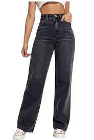 Women High-Rise Relaxed Fit Wide-Leg Baggy Style Faded Black Denim Jeans