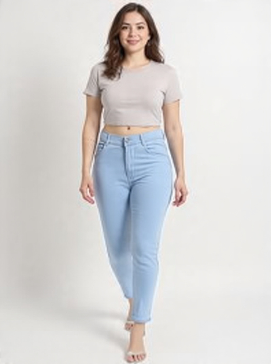 Women Slim Fit Sky Blue Denim Jeans - Right Side