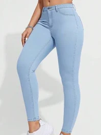 Women Skin Fit Sky Blue Denim Jeans - Left Side