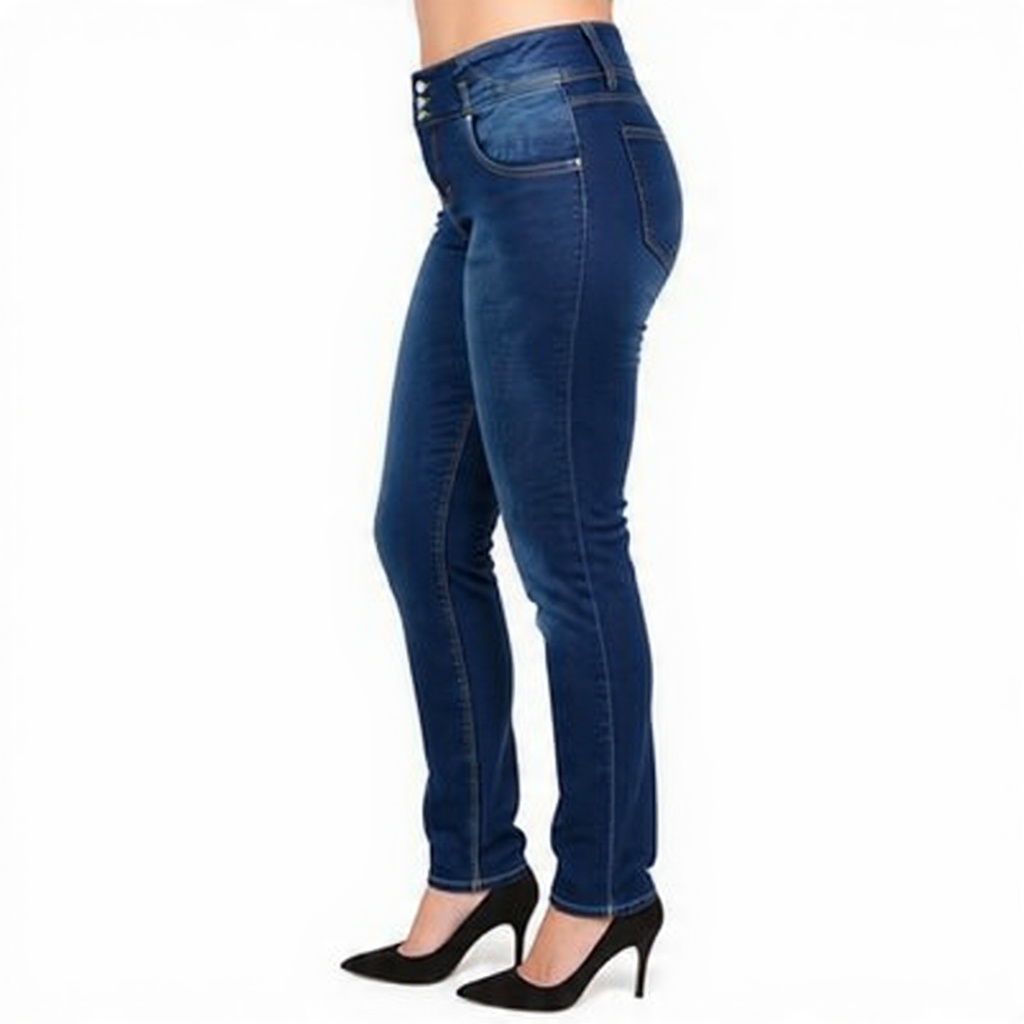 Women Slim Fit Dark Sky Blue Denim Jeans - Back View
