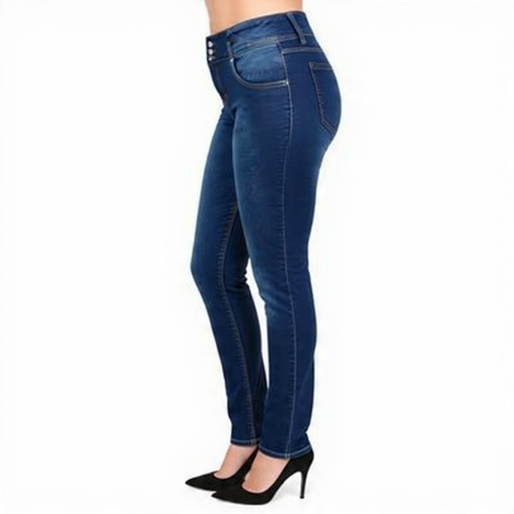Women Skin Fit Dark Sky Blue Denim Jeans - Back View