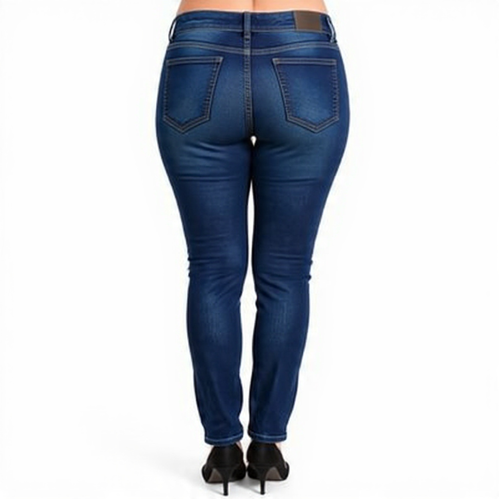 Women Skin Fit Dark Sky Blue Denim Jeans - Left Side